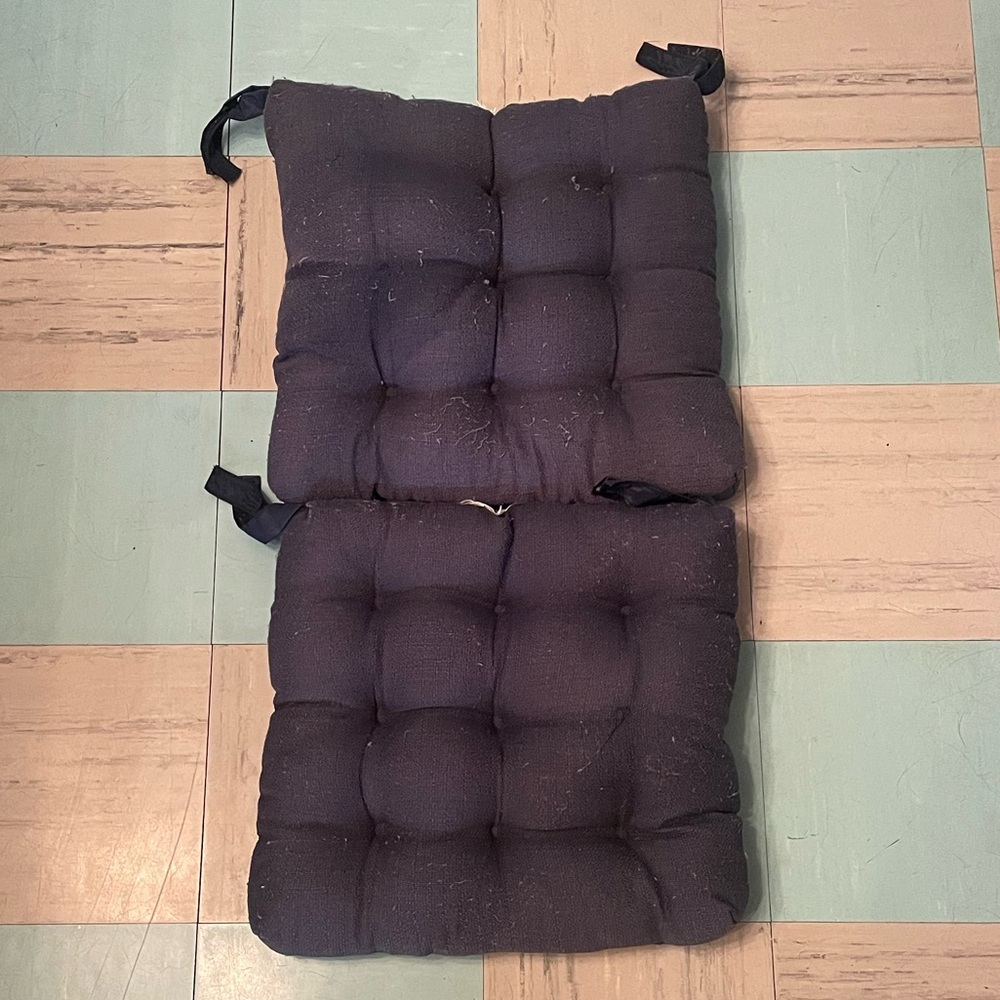 Set of Tufted Chair Cushions in Deep Navy, Inside or Outside